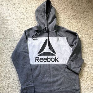 Reebok Mens Pullover Hoodie with Front Pocket Charcoal Grey Heather Large